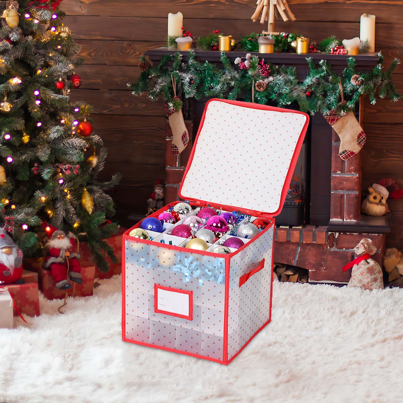 Hearth & Harbor Christmas Ornament Storage Box With 4 Tray Dividers – Clear Lid, Durable Plastic, Holds Up To 64 Ornaments