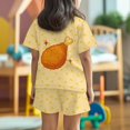 thumbnail image 3 of Uourmeti Fried Chicken Leg Pajamas Outfits Set for Girls Loungewear Short Sleeve Tops with Elastic Shorts Summer Two Piece Tank Tee and Knee Length Pants with Side Pockets Sets, 3 of 5