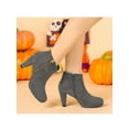 thumbnail image 6 of BLISSFUL STEP Women's Side Zip Low Platform Block Heel Ankle Booties Gray 6.5, 6 of 8