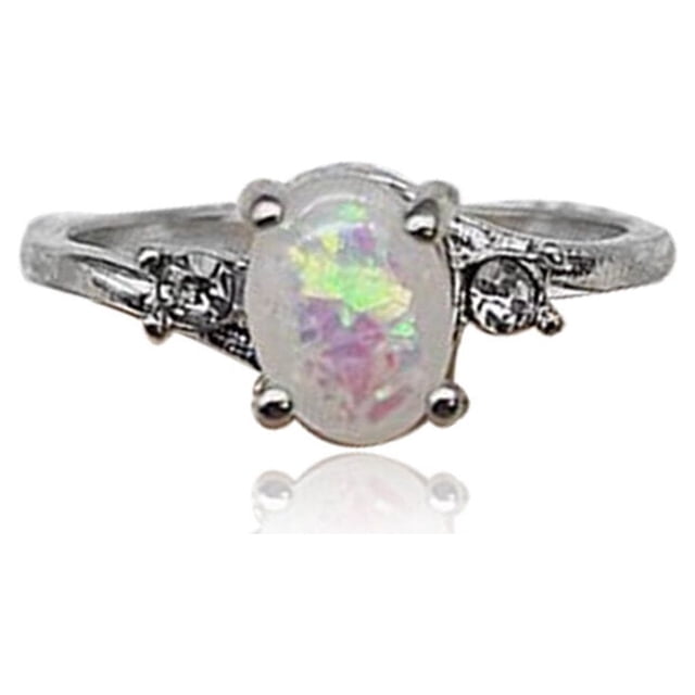 Female Silver Ring Portable Zircon Rhinestone Rings Girlfriends Bridal Ornaments Jewellery Accessory Wedding Engagement Purple Size 8