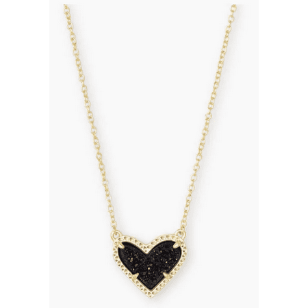 Kendra Scott Ari Heart Pendant Women's Black 14k Gold Plated Necklace ERK1893