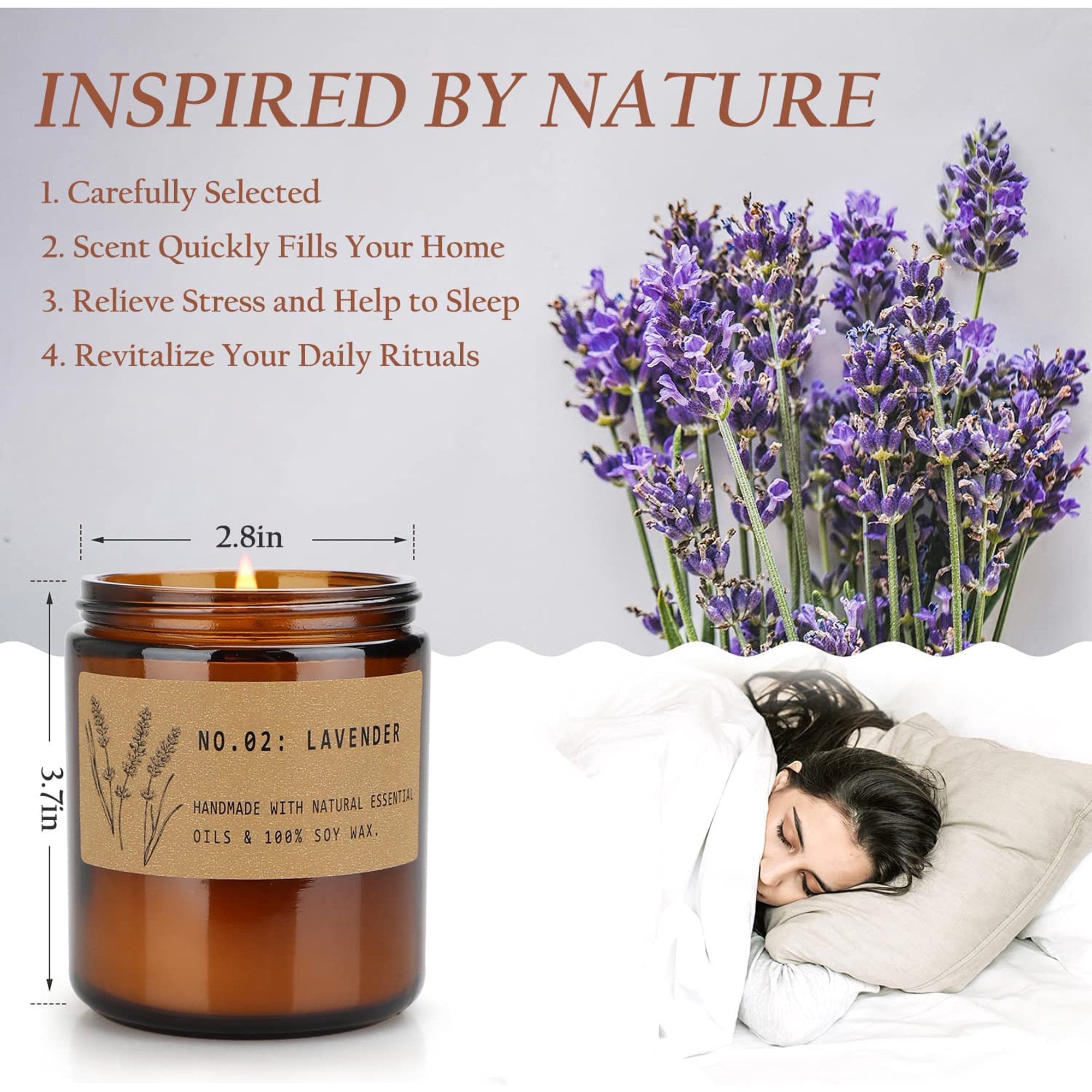 Home Décor Natural Essential Oils Soy Wax Sandalwood Scented Candles Set of  2