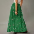 thumbnail image 5 of WULMLEO Long Skirts for Women Casual High Waist Maxi Skirt Flowy Aline Boho Beach Vacation Skirts with Pockets Green L, 5 of 5