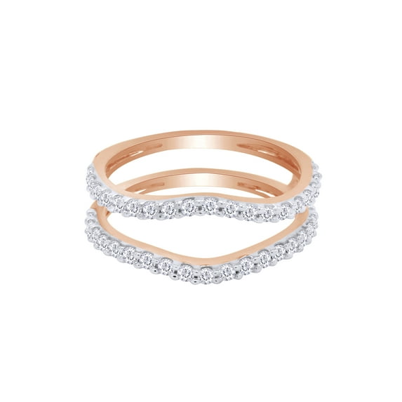 Round Shape White Cubic Zirconia 10k Rose Gold Enhancer Guard Ring Size - 4.5