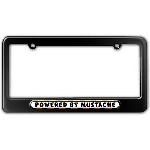 Powered By Mustache License Plate Frame
