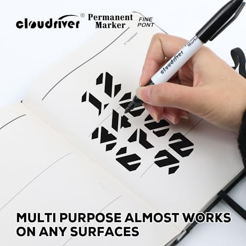 Black Permanent Markers Fine Tip, 60 Packs Permanent Markers Bulk, Quick Drying & Fade Resistant, Permanent Marker Set Works on Plastic,Wood,Stone,Metal and Glass for Doodling, Marking$$Office