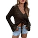 thumbnail image 2 of Suéter De Punto De Manga Larga, Tops De Punto De Mujer Con Cuello En V Informal Encantador Con Cordón Para Ir De Compras Para Mujer Para El Trabajo ANGGREK Otros, 2 of 8