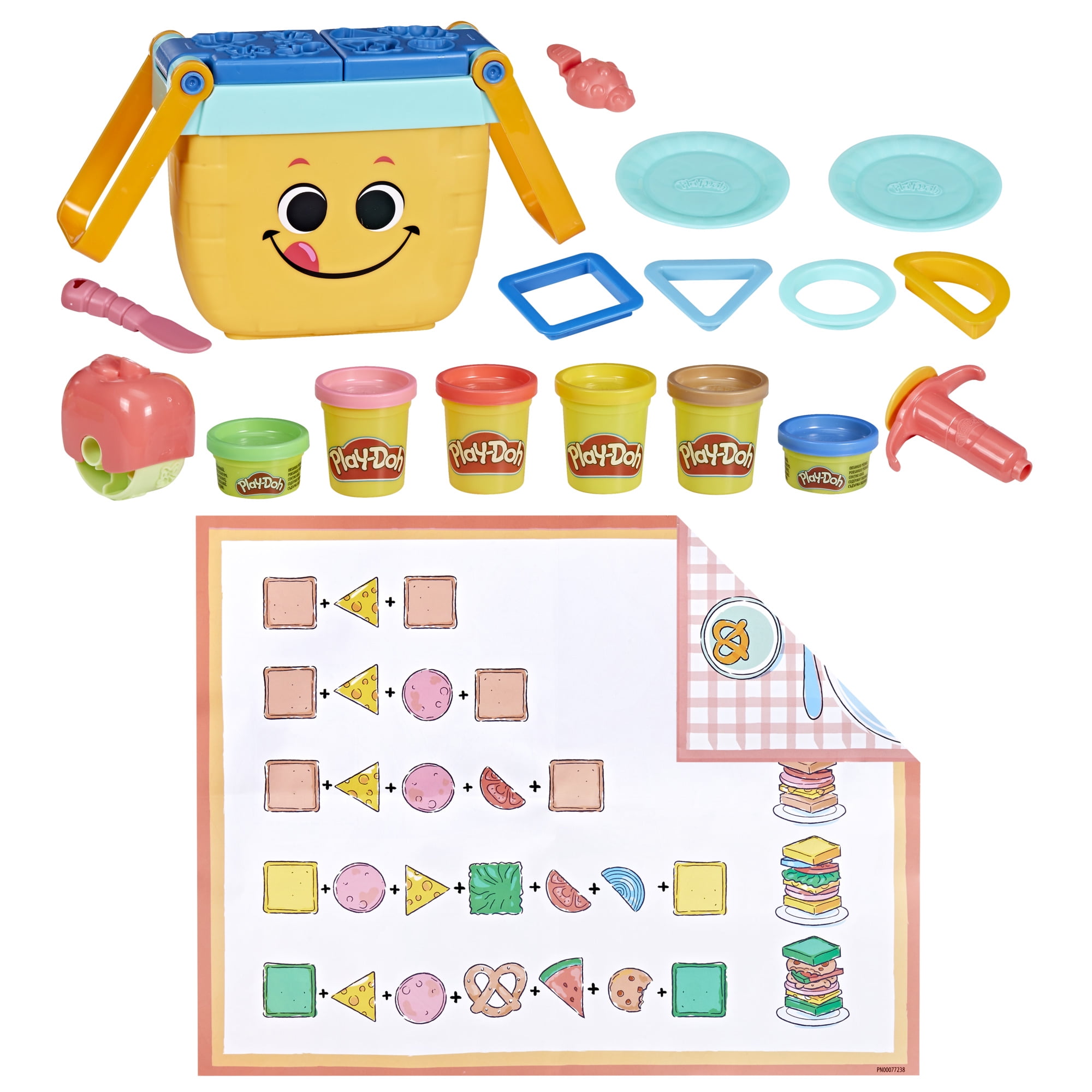 Play-Doh Picnic Shapes Starter Set, 12 Tools and 6 Cans, Preschool Toys