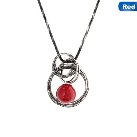 Wholesale Pearl Pendants - AkoaDa Red White Pearl Ball Pendant Long Necklaces New Circles Simulated Women Black Chain Maxi Necklace Fashion Jewelry Wholesale Gift