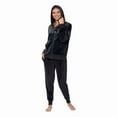 thumbnail image 3 of Felina Women's 2 Piece Velour Track Suit, Hoodie and Jogger Lounge Set (Large/Black), 3 of 8