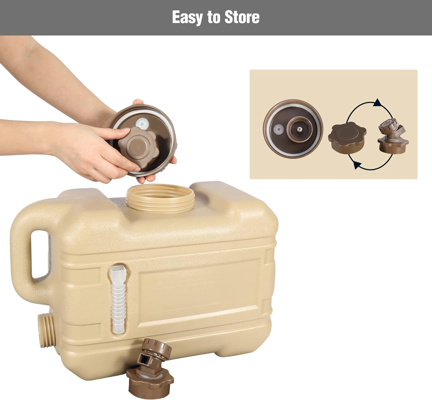 REDCAMP 3.4 Gallon Water Container with Spigot, Portable Emergency Water Storage Tank, BPA Free Water Jug for Camping Outdoor Hiking (13L, Brown)