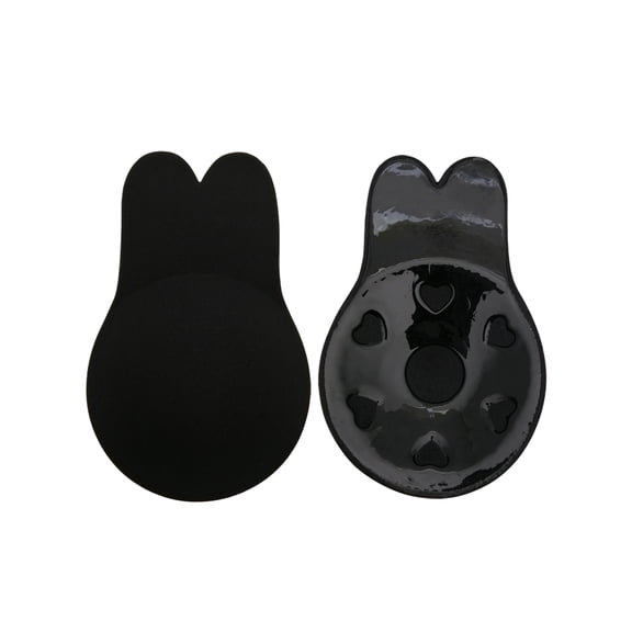 LELINTA Invisible Push-up Silicone Bra Nipple Cover Sticker, New Bunny ear shape nipple sticker for Women Black/ Nude