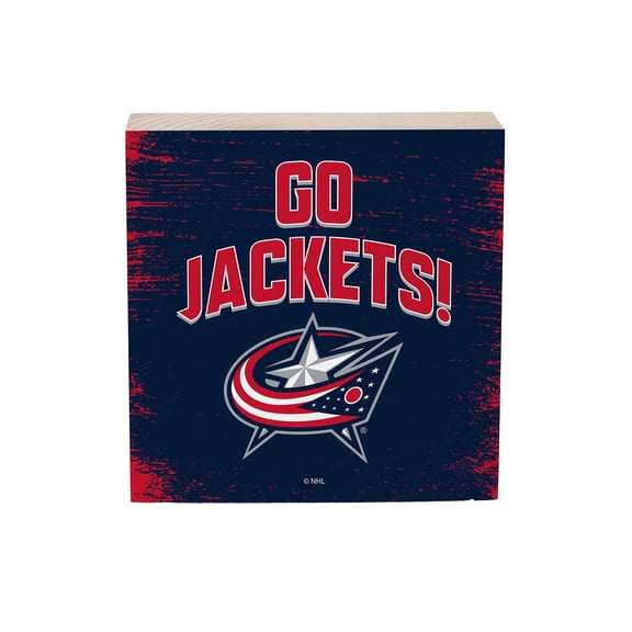 Columbus Blue Jackets 6" Square Fan Chant Wood Block Shelf Sign