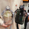 thumbnail image 3 of Bouteille d'Eau de Sport Transparente Carrée Portable pour Voyage Cantine avec Sangle Réglable Bouteille Étanche pour Sport Camping, 3 of 6