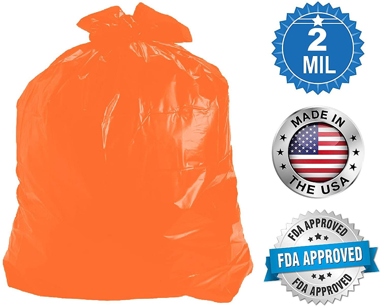 Dropship Pack Of 20 Heavy Duty Can Liners 43 X 47. Low Density Orange Trash  Liners 43x47. Thickness 2 Mil. Trash Bags 56 Gallon. Puncture; Tear  Resistance. Performance Bottom Seal. to Sell