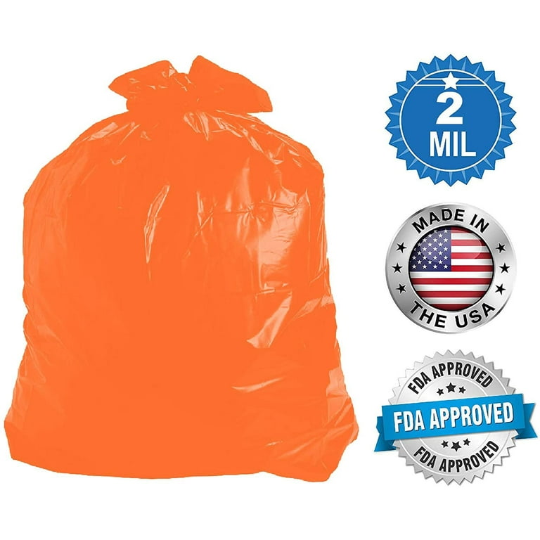 Plasticplace 32-33 Gallon Trash Bags, Orange, 1.2 Mil (100 Count