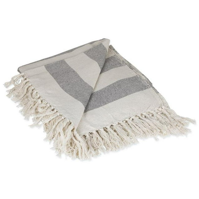 Design Imports CAMZ10176 Cabana Stripe Throw - Gray & Off White
