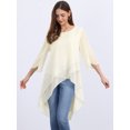 thumbnail image 2 of DARING DIVA Women's High Low Chiffon 3/4 Sleeve Top S Apricot, 2 of 7