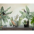 thumbnail image 2 of Modern Tropical Bedroom Wallpaper,Leaves and Parrots Wallpaper, 2 of 5