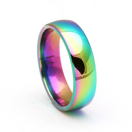 Design Wedding Collection - 6mm Rainbow Stainless Steel Comfort Fit Wedding Band Ring - Ginger Lyne Collection