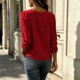 thumbnail image 2 of Cilsoka Oversized T Shirts for Women V Neck Linen Long Sleeve Shirts Side Button Solid Loose Casual Pullover Tops, 2 of 4