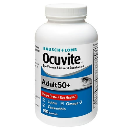 Bausch & Lomb Ocuvite Adult 50+ Eye Vitamin & Mineral Supplement – 2 Bottles, 150 Softgels Each