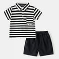 thumbnail image 2 of CZHQWE Clothes For 1 Year Old Boy 18-24 Month Boy Clothes Summer Toddler Baby Boy Short Sleeve Shirt & Casual Shorts Set Summer Outfits Clothes Black 3-4 Years, 2 of 9