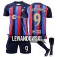 thumbnail image 1 of 2022/2023 Barcelona Home Kids Football Kits Soccer Jersey Training T-shirt Suit - 9# Lewandowski zhangyuxiang LED, 1 of 1