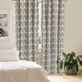 thumbnail image 2 of Ambesonne Floral Curtains, Violet Flowers Leaves Art, Pair of 28"x84", Pale Fuchsia and Jade Green, 2 of 5
