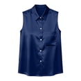 thumbnail image 4 of Bovxnpu Satin Blouses Button Down Shirts Sleeveless Business Casual Tops Crew Neck Satin Plus Size Summer Tops (Women's or Women's Plus), 4 of 8