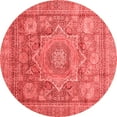 thumbnail image 1 of Ahgly Company Machine Washable Indoor Round Abstract Red Modern Area Rugs, 3' Round, 1 of 4