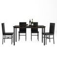 thumbnail image 6 of 5 Piece Dining Table Set, Modern Kitchen Table Sets with PU Leather Chairs for 4, Heavy Duty Dark Brown Dining Room Table Set with Metal Frame for Home, Kitchen, Living Room, Restaurant, L892, 6 of 10