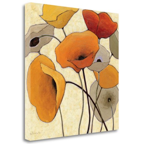 Pumpkin Poppies III By Shirley Novak, Fine Art Giclee Print on Gallery Wrap Canvas, Ready to Hang