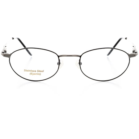 Unisex Optical Eyewear - Oval Shape, Stainless Steel Full Rim, Gunmetal Black