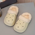 thumbnail image 3 of Dakaela 3-13Y Kids Lined Clogs Boys Girls Winter Fleece Garden Shoes Toddler Platform House Shoes Slip on Indoor Outdoor Mules Beige 8.5, 3 of 9