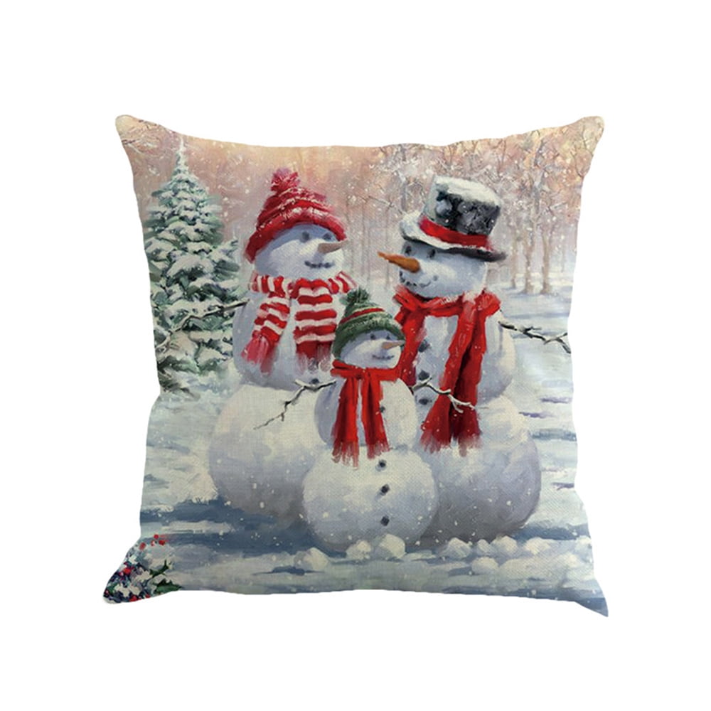 Christmas Throw Pillow Covers Outdoor Pillowcases Winter Snowman Home