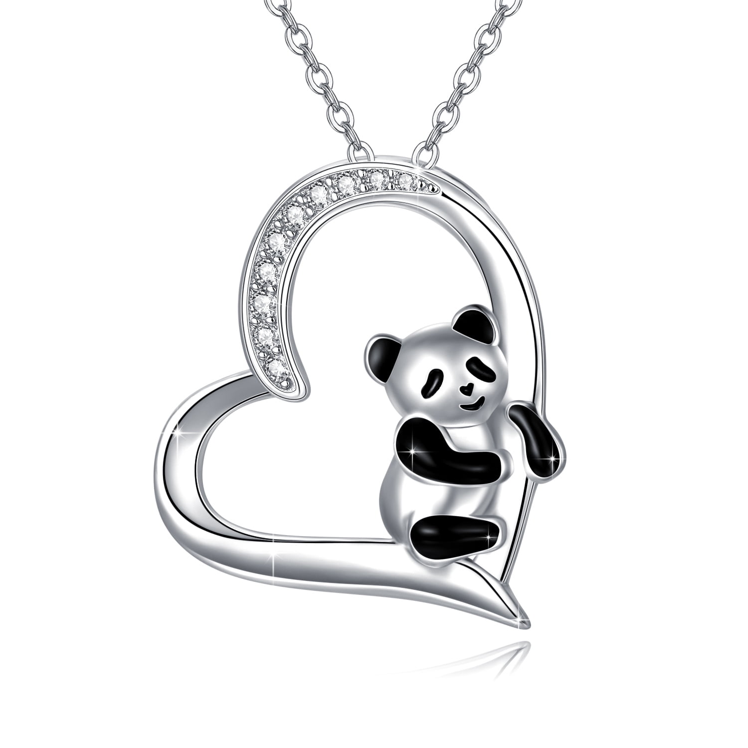 CUOKA MIRACLE Panda Necklace S925 Sterling Silver Cute Panda Pendant Animal Necklace Gift for Panda Lover Women 