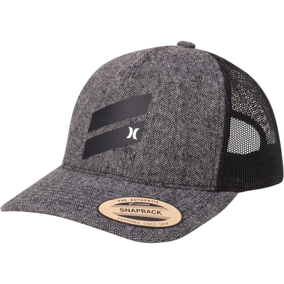 Hurley Men's Baseball Cap - Icon Slash Curved Brim Trucker Hat, Size One Size, Solid Black