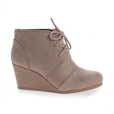 #Rex by Soda, Lace Up Oxford Ankle Bootie Round Toe High Hidden Wedge Heel Women's