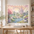 thumbnail image 5 of Unicorns by a Castle and Rainbow River, Dreamy Fantasy for Mythical Creature Fans, Castle Kingdom Decor, Birthday Gift, Tapestry Wall Hanging for Bedroom and Living Room, 5 of 7