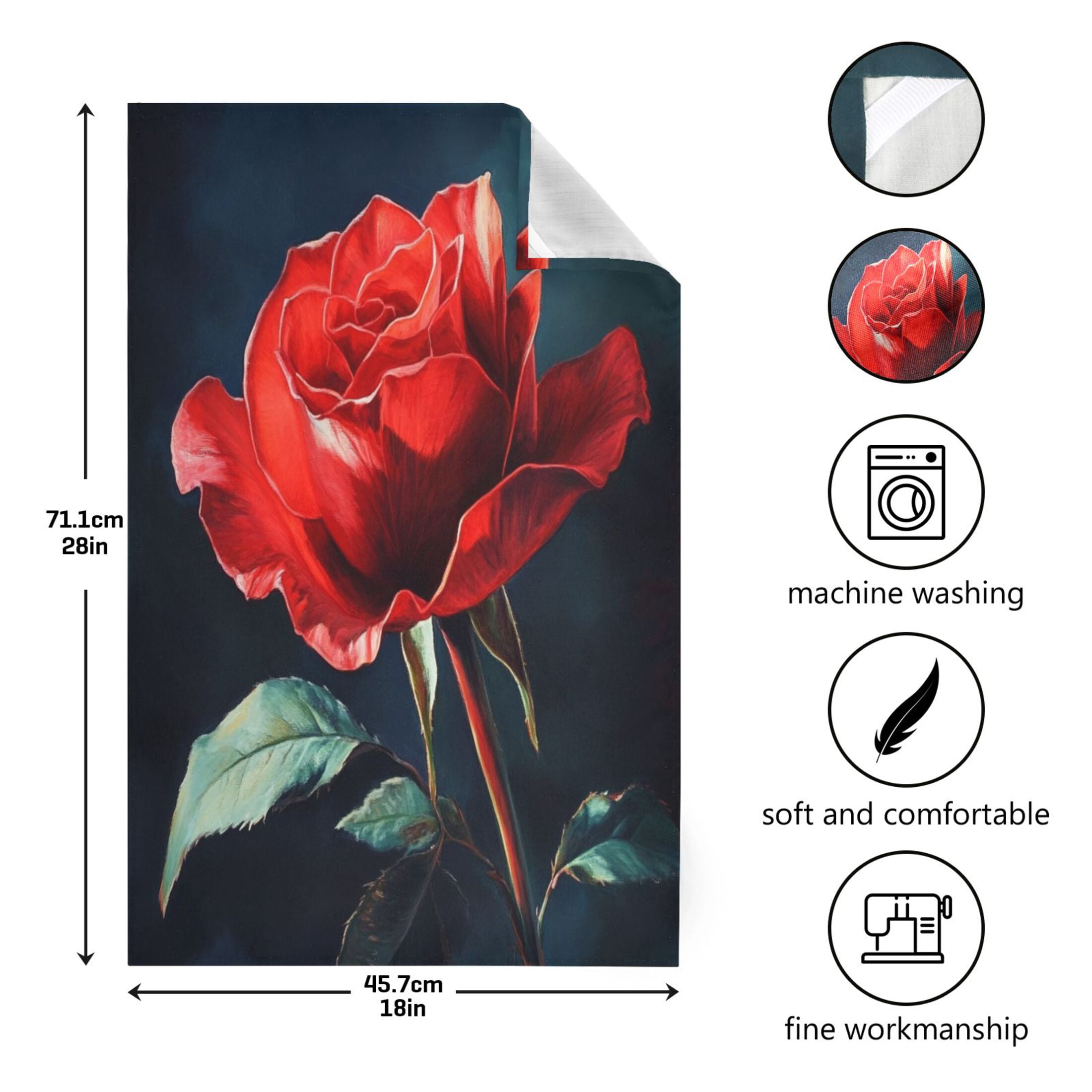Kitchen Towel 28x18 Inches x6，Plate Towel, Decorative Towel, Napkin, Tea Towel Tea Towels For Kitchen Dish Cloths & Dish Towels Big Red Rose