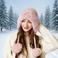 thumbnail image 2 of GPOECD Neck Scarf for Women Thickened Knitted Hat for Outdoor Warmth and Winter Activities with Lining and Ear Warm Design Z03_Pink,One Size, 2 of 4