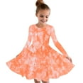 thumbnail image 2 of MeetoTime Toddler Girls Clothes 4-14 Years Stretchy Solid Color Round Neck Tie-dye Printed Long Sleeve Dresses for Girl, 2 of 4
