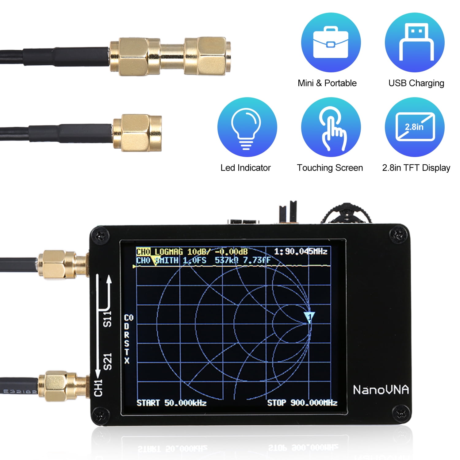 Vector Network Analyzer 50KHz900MHz 2.8in TFT Digital Display Touching