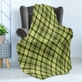 thumbnail image 4 of Green and Brown Soft Flannel Fleece Blanket, Diagonal Checkered Pattern Irish Tartan Geometric Classic Arrangement, Cozy Plush for Indoor and Outdoor Use, 50" x 60", Fern Green Brown, by Ambesonne, 4 of 5
