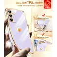 thumbnail image 4 of LeYi for Samsung Galaxy A16 5G Case: with Tempered Glass Screen Protector [2 Pcs]+ Full Camera Lens Protection, Love Heart Plating Women Cute Luxury Soft TPU Shockproof Phone Case, Purple, 4 of 7