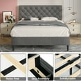 thumbnail image 2 of 4 Ever Winner Queen Size Bed Frame, Upholstered Platform Bed with Headboard, Button Tufted Headboard, Gray, 2 of 7