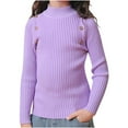 thumbnail image 2 of NAISIBABY Girls Sweater, Half High Neck Solid Color Long Sleeve Comfy Thick Knit Tops Purple 3-4T, 2 of 3
