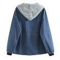 thumbnail image 3 of Women's Oversized Denim Jacket With Hood Casual Streetwear Style Outerwear, 3 of 3