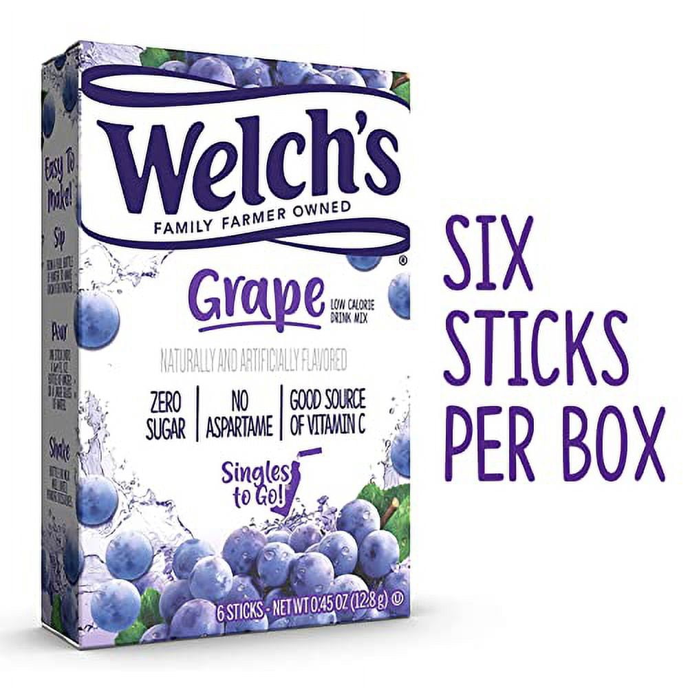 Welch's Singles To Go Water Drink Mix - Powder Sticks, 12 Boxes with 6 Packets Each - 72 Total Servings, Grape, 0.45 Ounce (Pack of 12)